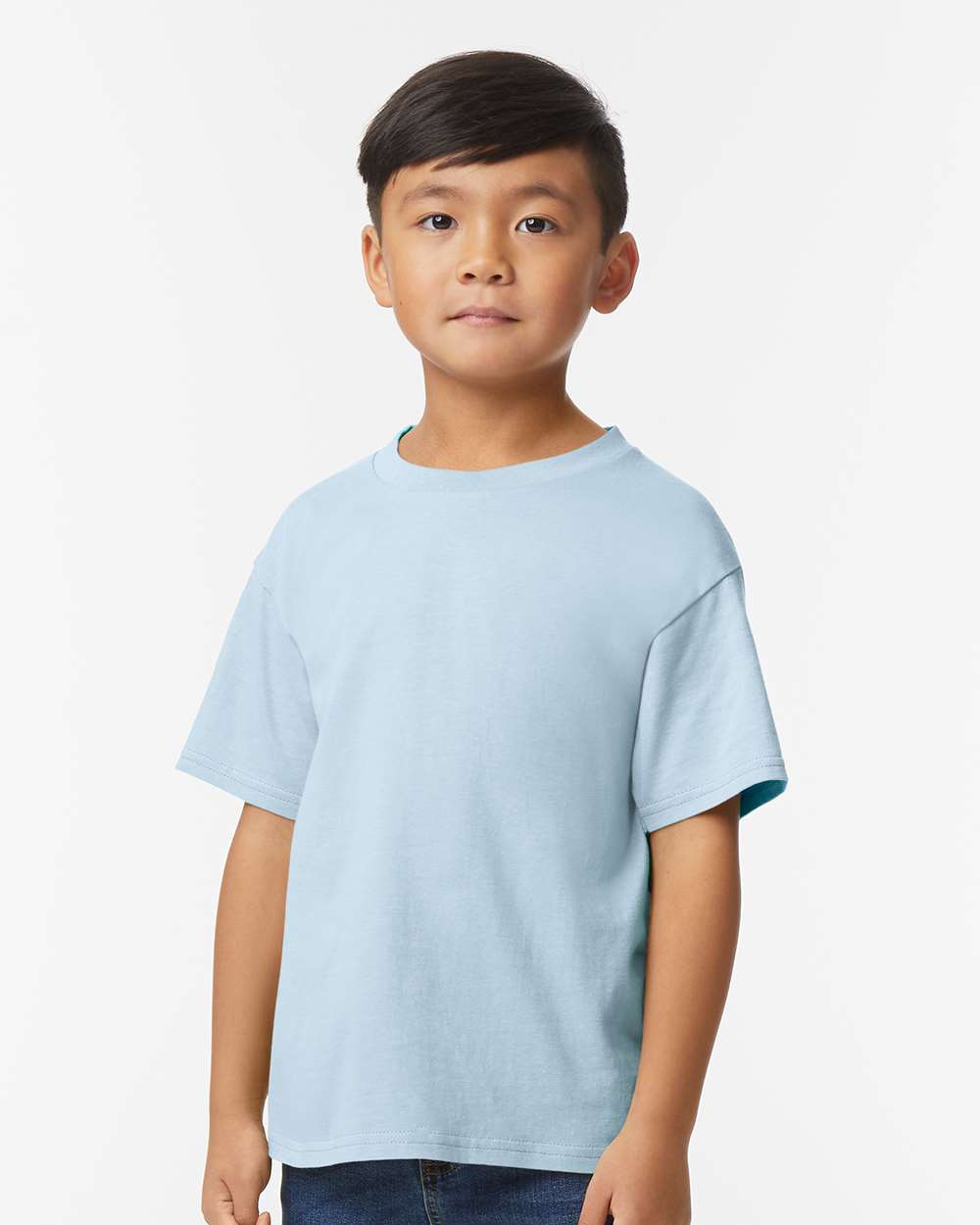 Gildan 65000B Youth Softstyle Midweight T-Shirt in Light Blue size Large | ring spun cotton