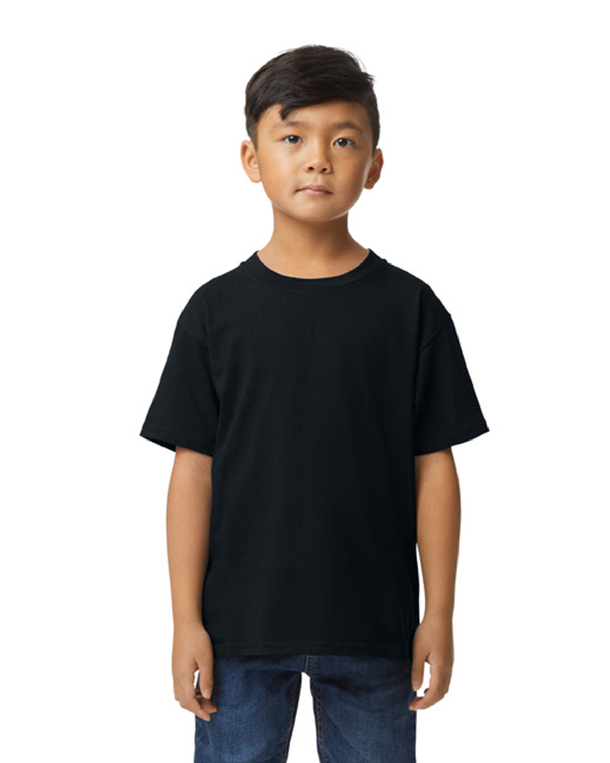 Gildan 65000B Youth Softstyle Midweight T-Shirt in Pitch Black size Large | ring spun cotton