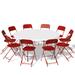 Latitude Run® 10-Person Round Indoor Outdoor Foldable Table & Chair Set Plastic/Metal in Red/White/Brown | 54 W x 54 D in | Wayfair