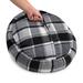 Tucker Murphy Pet™ Black/white Plaid & Natural Sherpa Round w/ Attached Hoodie Blanket, Dog Bed Polyester in Gray | 7 H x 24 W x 24 D in | Wayfair