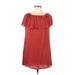 Forever 21 Casual Dress - Shift Boatneck Short sleeves: Red Solid Dresses - Women's Size Medium