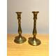 Set of two vintage French copper candlestick holders candleholder candle decor farmhouse interior lighting