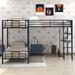 Brown L-Shaped Twin over Twin Bunk Bed with Twin Size Loft Bed with Desk and Shelf, 117.7''L*77.8''W*68.1''H, 156LBS