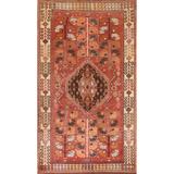 Red Traditional Shiraz Persian Vintage Area Rug Handmade Wool Carpet - 5'1"x 8'4"