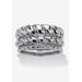 Women's 3-Piece Silvertone Ring Set Jewelry by PalmBeach Jewelry in Silver (Size 9)