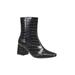 Women's Bina Bootie by French Connection in Black Croco (Size 6 1/2 M)