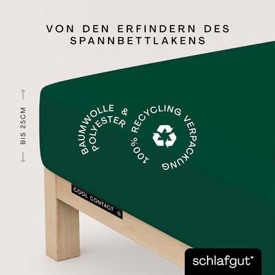 Spannbettlaken SCHLAFGUT "Cool Contact", grün (grün deep), B:120-130cm L:200cm, Microfaser, Obermaterial: 100% Polyester, Laken, 100% gekämmte Mikrofaser Image