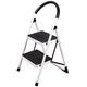 REDCAMP Folding Step Ladder 2 Step, Sturdy Heavy Duty Step Ladder with Handrails, White Wide Ladder Step Stool