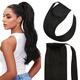 Fshine Clip in Ponytail Extension 20 Inch 100 grams Color 1 Jet Black Hair Extensions 1 piece in Remy Hair Extension Ponytail Straight