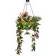 Primrose Duranta Artificial Hanging Baskets with Solar Light - 4 Colours (Pink, One)