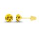 Solid 14k Gold Hypoallergenic 5mm Round Birthstone Solitaire Prong Set Screw Back Stud Earrings, Metal Gemstone Stone Yellow Gold Sapphire, created-yellow-sapphire