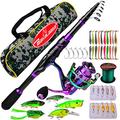 Fishing Rod and Reel Combo - 6.9ft Carbon Fiber Telescopic Fishing Pole with Spinning Reel Combos - Sea Saltwater Freshwater Ice Bass Fishing Tackle Set Fishing Rods Kit