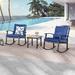 Festival Depot 3 Piece Seating Group w/ Cushions Metal in Blue | Outdoor Furniture | Wayfair PF22006-B