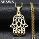 Collier pendentif main de Fatima Hamsa pour hommes et femmes acier inoxydable bleu œil turc