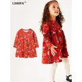 LJMOFA robes de printemps pour filles vêtements princesse à manches longues jupe trapèze mignonne