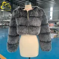 Manteau de fourrure de renard pour femmes veste en fourrure de renard épaisse Style court coupe
