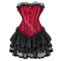 Robe corset rouge pour femme costume gothique victorien ensemble jupe bustier vintage tenue