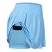 Women s Tennis Skirts Run yoga Inner Shorts Elastic Sports Golf Pockets Skorts Sky Blue XXL