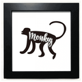 Monkey Black And White Animal Black Square Frame Picture Wall Tabletop