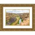Wilson Emily M. 14x11 Gold Ornate Wood Framed with Double Matting Museum Art Print Titled - Palouse Falls State Park-Washington State-USA-The Palouse River Canyon in Palouse Falls State Park