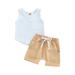 Genuiskids Newborn Boy Clothes Baby Boy Cute Sleeveless Vest Tank Top and Elastic Drawstring Shorts Pants 2Pcs Summer Outfits 0-3T