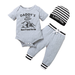 Mikrdoo Baby Boys Outfits DADDY S BEST BUDDY 0 Months Baby Boys Romper Pants 3 Months Baby Boys Stripe Hat 3Pcs Clothes Set Gray