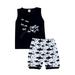 xingqing 2Pcs Toddler Baby Boys Clothes Shark Print Summer Sleeveless Tank and Short Pants Summer Clothes Black 0-6Months