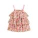 Toddler Girls Summer Slip Dress Sleeveless Layered Tulle Dots Print A-line Dress For Casual Daily