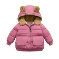 4t Coat Hooded Coats for Boys Toddler Kids Baby Boys Girls Winter Warm Solid Coats Bear Ears Hooded Padded Jacket Outwear Boys Lined Winter Coat