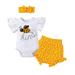 QIPOPIQ Girls Clothes Clearance Toddler Baby Girl Ruffle Bee Print Clothes Cute Bow Comfortable Three-piece Suit