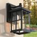 LNC Buzwu 10-in H Sandy Black Clear Glass Square Cage Modern/Contemporary Medium Base (E-26) Outdoor Wall Light 9.8 H