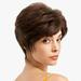 Queentas Short Brown Wigs for Black Women Straight Pixie Cut Wig with Bangs Glueless Headband Wigs (Redish Brown Wig)