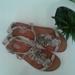Coach Shoes | Coach Leather Sandals Studded Flowers | Color: Silver/Tan | Size: 9