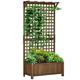 Outsunny Wood Planter with Trellis for Climbing Plants, Raised Bed, Planter Box with Drainage Holes to Grow Vegetables, Herbs and Flowers for Garden, Patio, Yard, Brown