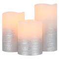 Jhy Design - Lot de 3 bougies à piles à led Wavy Edge avec minuterie de 6 heures,Argent