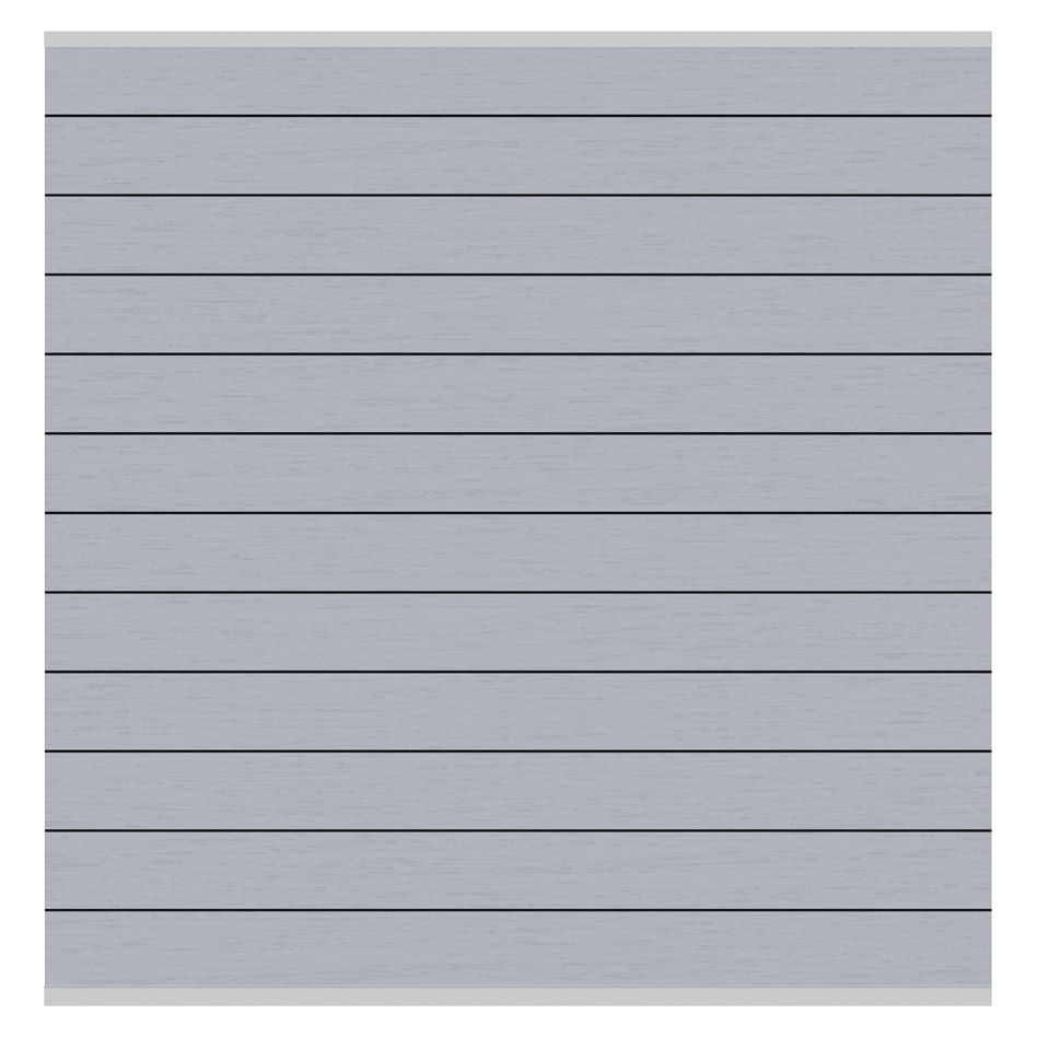 TraumGarten WPC-Sichtschutzzaun Rundum-Sorglos-Paket CLASSIC Grau Sichtschutz Steckzaun Lamellenzaun, Einbetonieren, 12,74 m,Silber Image