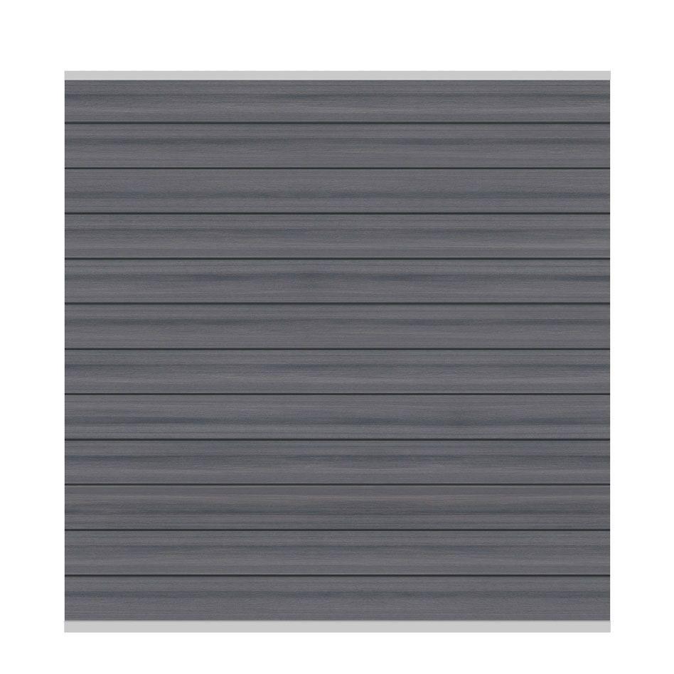 TraumGarten WPC-Sichtschutzzaun Rundum-Sorglos-Paket PLATINUM Grau Sichtschutz Steckzaun Lamellenzaun, Einbetonieren, 12,74 m,Anthrazit Image