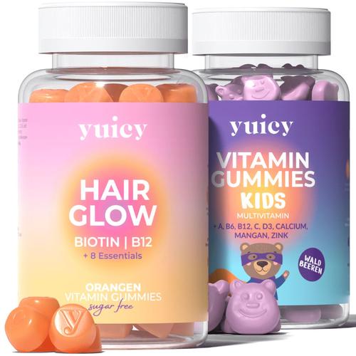 yuicy Hair Glow & Kids Multivitamin | Hochdosierte Vitamin Fruchtgummies 120 St Fruchtgummi