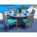 Sorrento 7-Piece Outdoor Patio Furniture Round Dining Table Set in Gray w/ Dining Table and Six Cushioned Chairs (Flat-Weave Gray Wicker Sunbrella Canvas Aruba)
