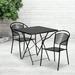 Emma + Oliver Commercial Grade 28 Square Black Folding Patio Table Set-2 Round Back Chairs