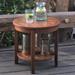 Alston Solid Wood Round Patio Side Table Natural Brown Finish