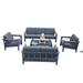 5-Piece Patio Furniture Set Outdoor Metal Conversation Set with Cushions Black