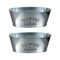 IOS Nature Garden Essentials Flowers and Garden Designed Oval Shaped Galvanized Metal Planters (Bundle With Supresang Panghalaman) for Gardens Backyards Front yards Lawns and Patios (2pcs/set)