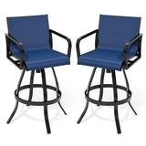 Crestlive Products Navy Blue Outdoor Aluminum All-Weather Swivel Patio Bar Stools (Set of 2)