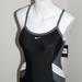 Nike Swim | Nike Swimsuit One Piece Line Up Black White Gray Women Sz 32/6 New Nwt | Color: Black/Gray | Size: 32/6