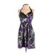 Ruby Rox Cocktail Dress - Mini Halter Sleeveless: Purple Floral Dresses - Women's Size 7