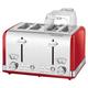 ProfiCook® XXL Toaster in Stylish Vintage Design | Toaster 4 Slices with Wide Slot (Extra Wide Toast Slots) and Solid Metal Housing | Retro Toaster with Bun Attachment | PC TA 1194 Red