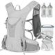 IX INOXTO Hydration Pack Backpack, Lightweight Water Backpack with Free 2L Hydration Bladder Daypack for Men Women,Running Hydration Vest for Trail Running Hiking Cycling Race Climbing (Grey-White)