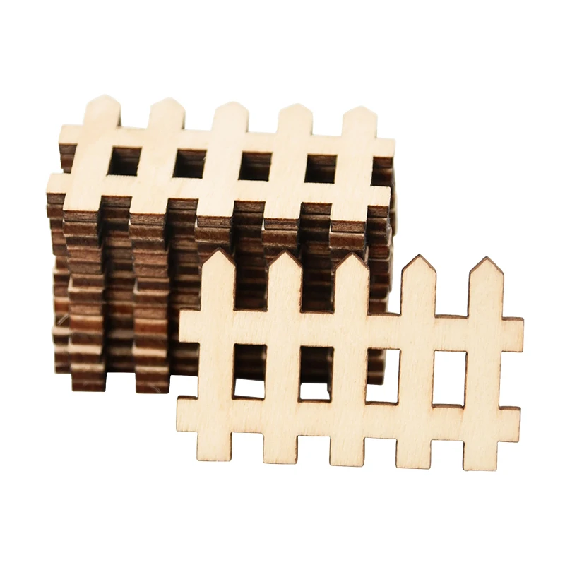 20/40pcs Mini Clôture En Bois BRICOLAGE À La Main Miniature Fée Jardin Inachevé En Bois Barrière Poupée Vitrine Artisanat Décorations pour La Maison