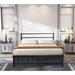 Queen-Size Black Vintage Platform Iron Bed Frame with Heavy Duty Steel Slabs